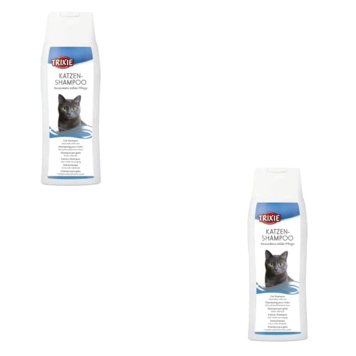 TRIXIE Katzenshampoo | Doppelpack | 2 x 250 ml | Besonders milde Pflege für Katzen Aller Rassen | Mit Kamillenextrakt zur Unterstützung der Haut | Revitalisierendes Shampoo