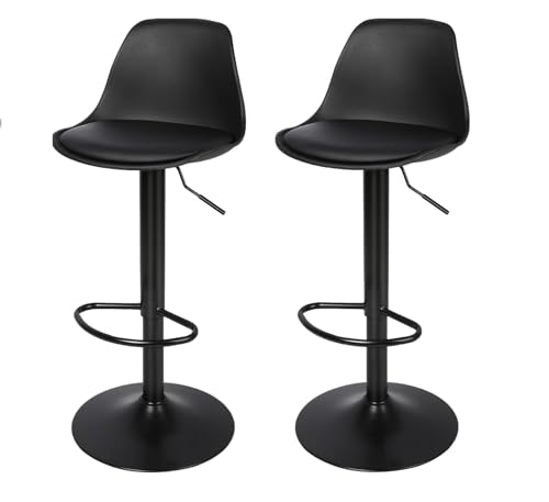 Image of 360 REVOLVING Height Adjustable BAR Stool /Kitchen Chair Suitable for Kitchen, Cafeteria, Dining, Office,Shops (Set of 2) (Black)