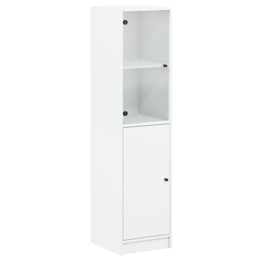 Buffet étroit 4 cubes avec portes pour salon, chambre à coucher, bureau à domicile, blanc