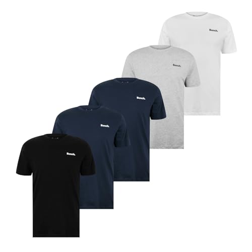 Bench - Mens Everyday Essentials Multipack Lounge T-Shirt Set - Pack of 5 Classic Fit, Crew Neck in Assorted Colours (L, Josh/Assorted)