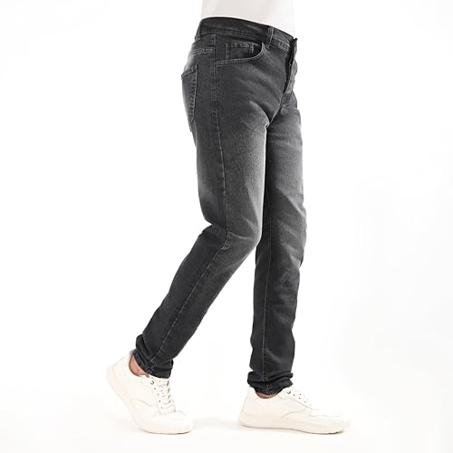 بنطلون جينز رجالي مقاسات خاصة سليم فت – خامة مرنة عالية الجودة عصري ومريح للخروج اليومي (رمادى غامق, 48)