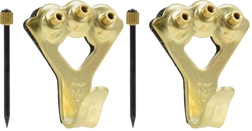 Image of OOK 533050 Professional Picture Hangers, Art Hangers, Padded, Brass, Reusable Picture Hooks, 100lb (1 Set) , Black (Pack of 2)