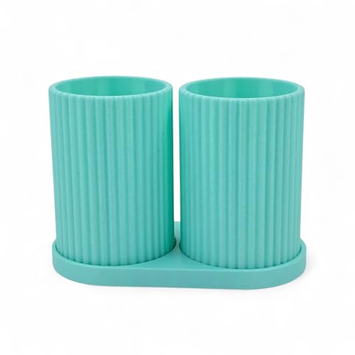 Image of Tooth Brush Holder Bathroom, Brush Holder for Bathroom Organizer, Toothbrush Holder Stand, Brush Stand, Comb Holder, Hostel Essentials for Girls College, Toothpaste Holder (Blue)