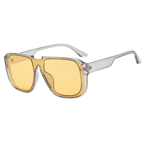 Retro Square One Piece Sunglasses Men Shield Shades Trendy Champagne Sunglasses UV400 Flat Top Men Fashion Sun Glasses2