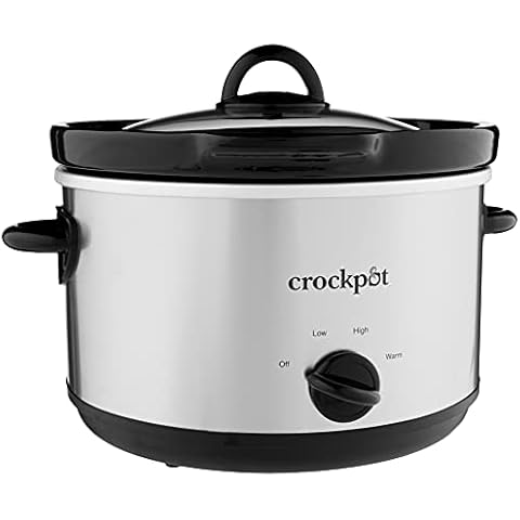 Crock-Pot 5-Quart Smudgeproof Round Manual Slow Cooker with Dipper, Silver Cover