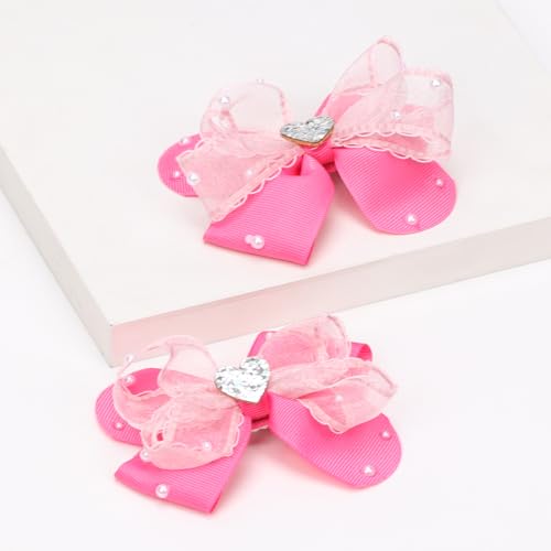 Kiszu 4.5 Inch Big Heart Hair Bows Clips miniatura 5