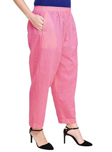 Vastraa Fusion Women's Cotton Solid Khadi Flex Pant Style Palazzo (Baby Pink, Free Size)