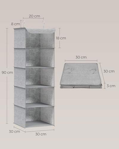SONGMICS Hängeorganizer 2er Set, 5 Fächer, Faltbar – Ansicht 3