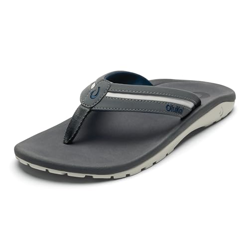 OluKai Ohana Palua Men's Water Friendly Sandals, Everyday Flip Flops, Arch Support & Comfort Fit, Lightweight & Durable, Enhanced Grip & Traction, Cloud Grey/Rock, 11 - image 1