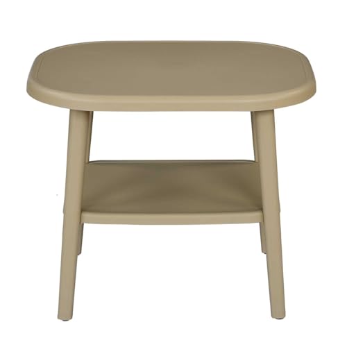 Image of Nilkamal Arena Plastic Side Table with Storage Shelf | End Table | Corner Table | for Home, Living Room, Office, Balconies, Patios | Luxury Beige