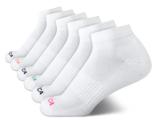Image of Nautica Womens Quarter Socks Athletic Cushion Moisture Wicking Socks 6 Pack | Stretch Performance Dri-Motion Fabric, Cushioned with Arch Support, Breathable Mesh Panels, Quarter Cut, Shoe Size 4-10
