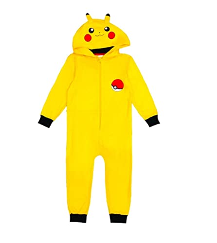 Pokémon Mono con Capucha para niños o niñas, Pijama Todo en uno, Pikachu, Edad de 11-12 años