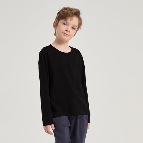 Cotton Boys Kids Tee Shirt Long Sleeve Crewneck Basic T-Shirt Top for Toddlers Youth(Age 2-14)4