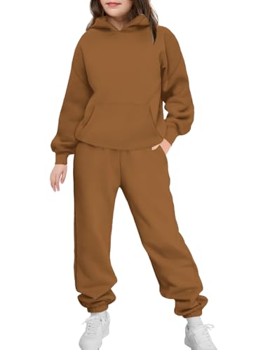 Image of Arshinet Girls 2 Piece Outfits Hoodie Sweatsuit Sets Oversized Sweatshirt and Baggy Fall Fashion Sweatpant with Pockets