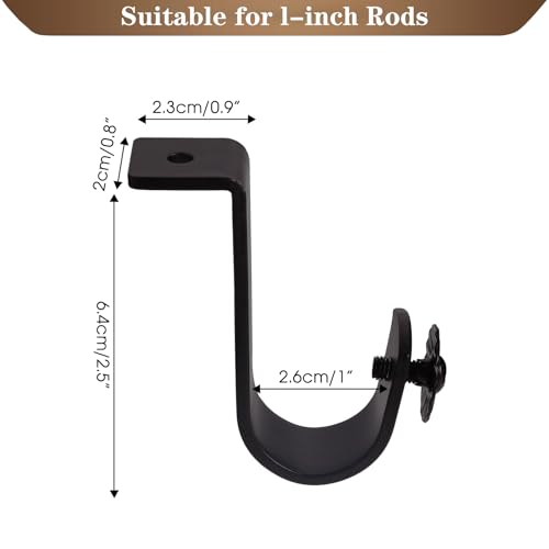 Anndason Curtain Rod Brackets - Ceiling Mount, Black (6 PCS) - Thumbnail 3