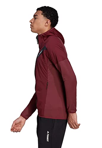 adidas Men's Techrock Flooce Wind Hooded Full Zip Jacket, Shadow Red3