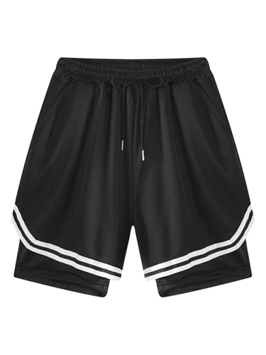 TTAO Boys 2 in 1 Running Shorts Kids Mesh Performance Basketball Shorts with Pockets Athletic Workout Shorts3