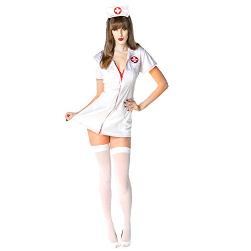 SoWest Womens Sexy Nurse Fancy Dress Costume Ladies Erotic Role Play Dressing Up Outfit with Headband | Naughty Nurse Cosplay Lingerie Set for Halloween and Themed Party Nights White - XXL