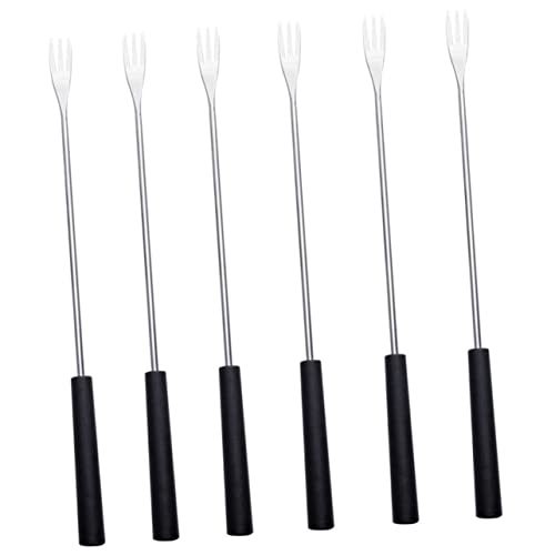 OUNONA 6Pcs Stainless Steel Fondue Fork with Long Handle for Cheese and Fruit Versatile Kitchen Utensils for Home Camping Bbq and Parties