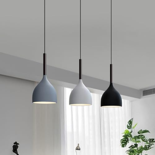 Suspension LED scandinave en métal noir D50cm pour îlot de cuisine