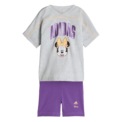 adidas Baby - Mädchen DISNEY MINNIE MOUSE T-SHIRT SET, light grey heather/Semi Ice Tangerine, 0-3 Months