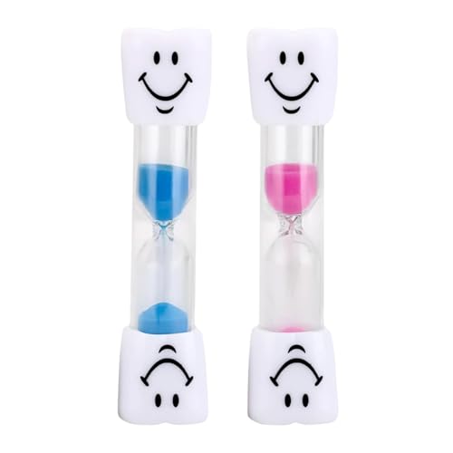 2 Stück Uhr ZäHneputzen Kinder, Sanduhr Kinder ZäHneputzen, 3 Minuten Sanduhr, Bruchsicher & Wasserfest, Bunt & Kindgerecht für Zahnpflege & Spiel (Blau + Rosa)