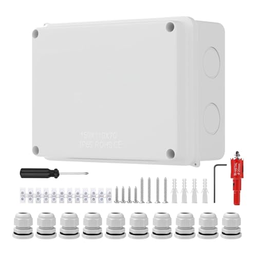 Caja de Empalmes Eléctrica Estanca - Caja De Conexiones Estanca Para Cables | Cubierta Abatible con Sellado para Jardines Patios Interiores Exteriores Electricistas