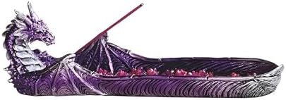 ICE ARMOR 10.75" W Purple Dragon Incense Burner Sticks Holder Statue Sculpture Ornament Decoration Home/Room Decor Ideas image 4