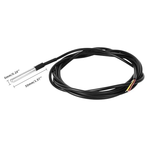 6 DS18B20 Temperatursensoren, 2 m, wasserdicht, geeignet für Entwicklungsboards von Arduino, Xiao, ESP32 usw., Edelstahlsonde, Temperaturbereich (-55 °C bis +125 °C)