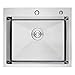 Ibergrif M85545, Lavello Cucina 1 Vasca con Set di Drenaggio, Lavabo Cucina con 2 Fori, 55 x 45 cm, Acciaio Inox