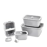 Glass Food Storage & Meal Prep Container Set of 4 with Airtight Glass Lids, Leakproof, 3 Free Straps, Oven, Microwave Safe, BPA & Plastic-Free