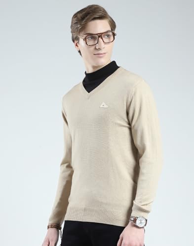Image of Monte Carlo Men's Regular Fit Pullover | Solid V Neck Style | Full Sleeves Pull On | Warm & Stylish Winter Fashion Sweater | Winter Sweater for Men's