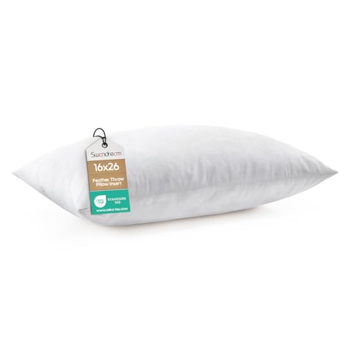 Image of 16x26 Feather Lumbar Pillow Insert, Decorative Throw Pillow Insert for Covers, Fuller Fit with Soft Support for Bed and Couch
