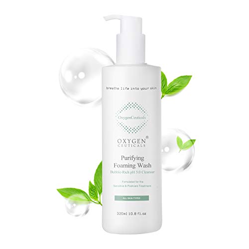 Professional Purifying Foaming Cleanser, Anti-Acne Foam Cleanser, Natural Cleansing Foam Cleanser, OxygenCeuticals Purifying Foaming Wash, with Wintergreen Extracts & Salicylic Acid, for Acne, Blemish & Oily Skin, Suitable for Sensitive Skin, 320 ml/