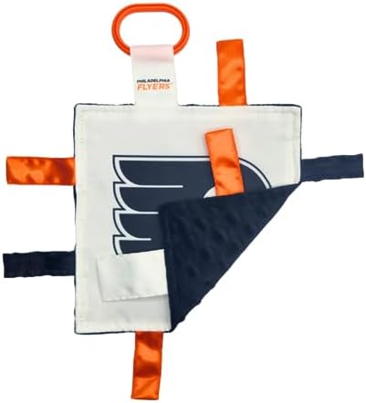 The Learning Lovey Philadelphia Flyers Baby Tag Toy, NHL Hockey Sensory Crinkle Toys, Soft & Safe, Ideal Stroller, BPA-Free with Clip, 8" x 8" image 4