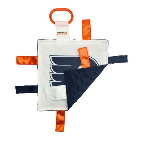 Image of The Learning Lovey Philadelphia Flyers Baby Tag Toy, NHL Hockey Sensory Crinkle Toys, Soft & Safe, Ideal Stroller, BPA-Free with Clip, 8 inch x 8 inch