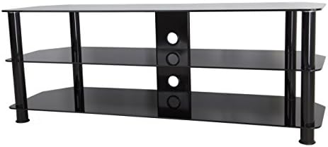 AVF SDC1250CMBB-A TV Stand for 39-inch to 60-inch TVs, Black Glass, Black Legs