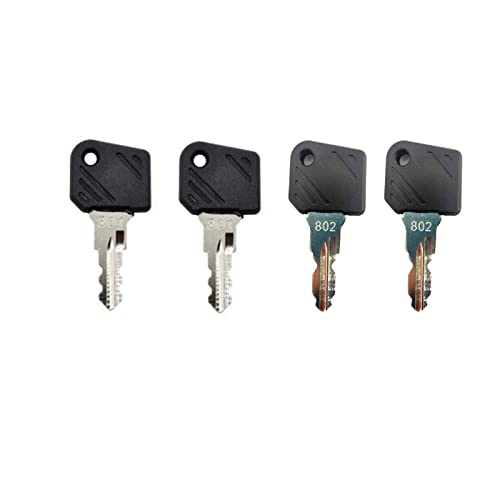 BODYA 4 Stück Zündschalterschlüssel Baggerschlüssel für Komatsu Linde Gabelstapler E16 L12 Zündschlüssel LKW Modell 801 802 Schlüssel, Bagger schwere Ausrüstung schwarz Cover