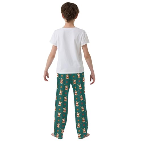 Corgi Dog Maple Leaf Boys Long Pants Soft Trousers Elastic Waist Kids Lounge Bottoms with Pockets S-XL3