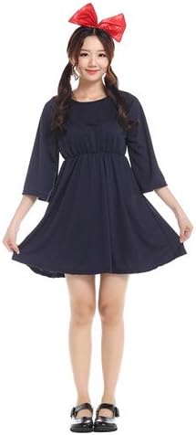 Amazon Co Jp 魔女の宅急便 キキ 風 魔女宅 ジジ 衣装 コスプレ コスチューム ハロウィン衣装 ワンピース 大人 女性 ジブリ 仮装 キャラクター 学園祭 文化祭 衣装 リボン ハロウィン ハロウィーン 大人 女性 かわいい 大学祭 高校 イベント 映画 魔女 魔法使い フリー