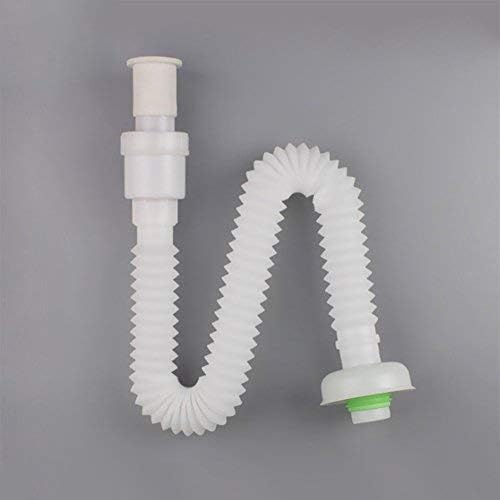 Neady Expandable & Flexible 33.46 Inch Kitchen Sink Sewer Drain Pipe Tube S Trap Tubing Bathroom Kitchen Sink Installation Parts White Sink Plumbing kit P Trap (S Trap)