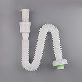 Neady Expandable & Flexible 33.46 Inch Kitchen Sink Sewer Drain Pipe Tube S Trap Tubing Bathroom Kitchen Sink Installation Parts White Sink Plumbing kit P Trap