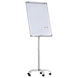 Vinsetto Whiteboard mit 360° Rollen, Magnetisch Flipchart Staffelei, Trocken Abwischbar, Höhenverstellbar, Mit Stiftablage, Magnete, Radiergummi, Alu-Legierung 92 x 62 x 162-194 cm