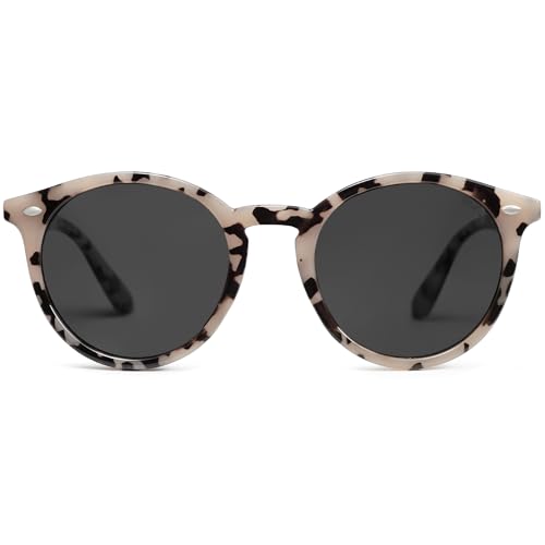 SOJOS Retro Round Polarized Sunglasses for Women Men Classic Vintage Sunnies SJ2069