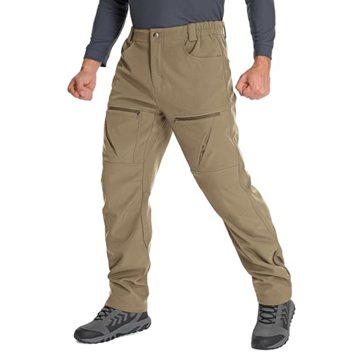 Toomett Mens Winter Hiking Snow Pants-Waterproof Insulated Fleece Lined for Camping Outdoor Softshell Snowboard Ski Pants