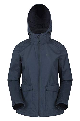Preisvergleich Produktbild Mountain Warehouse Pines Damen-Softshell-Jacke wasserabweisendes Außenmaterial, leichte Mittelschicht, verstellbar ideal für Sommer, Trekking, Wandern, Outdoor Marineblau 36