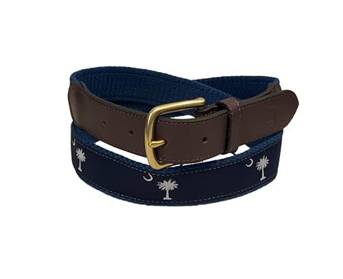 Image of Charleston Belt SC Palmetto Moon Genuine Leather State Flag Ribbon Belt