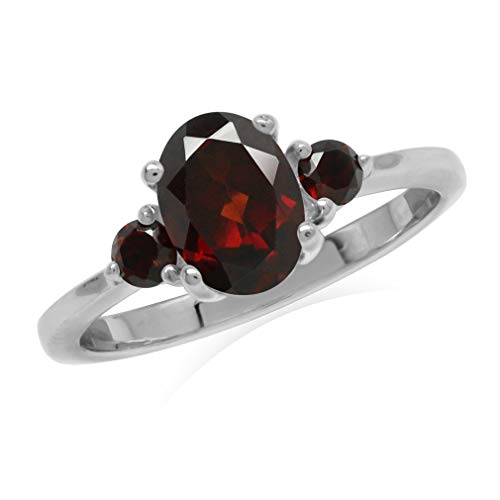 Silvershake 1.6ct. Natural Garnet White Gold Plated 925 Sterling Silver Engagement Ring Size 6