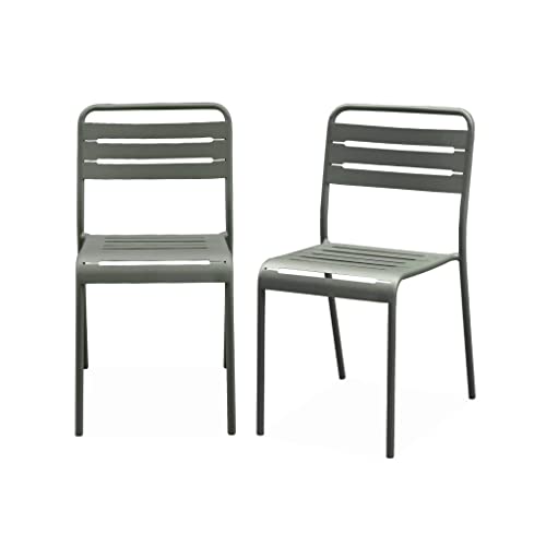 Alice's Garden - Lot de 2 chaises de Jardin Acier. 2 Places. Savane. Amelia. L44 x P52 x H79cm