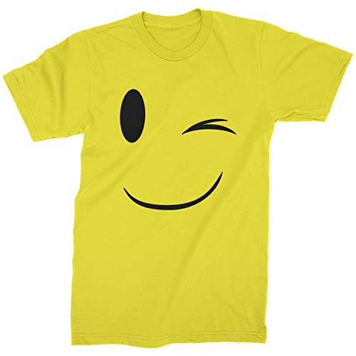 Expression Tees Mens Emoticon Winking T-Shirt Large Yellow